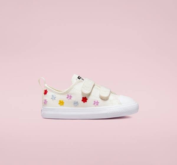 Converse Chuck Taylor All Star Easy-On Floral Embroidery Sneakers Low Hvide Hvide | CV-960ZSK