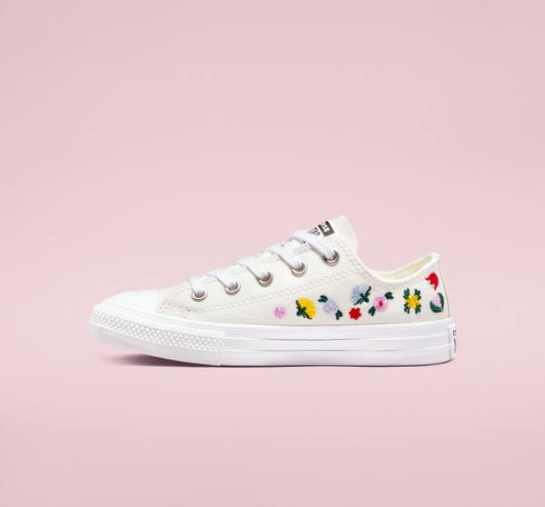 Converse Chuck Taylor All Star Floral Embroidery Sneakers Low Hvide Hvide | CV-807RJH