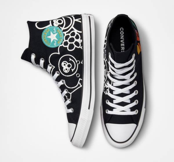 Converse Chuck Taylor All Star Floral Sneakers High Sort Hvide Lyse | CV-278GTF