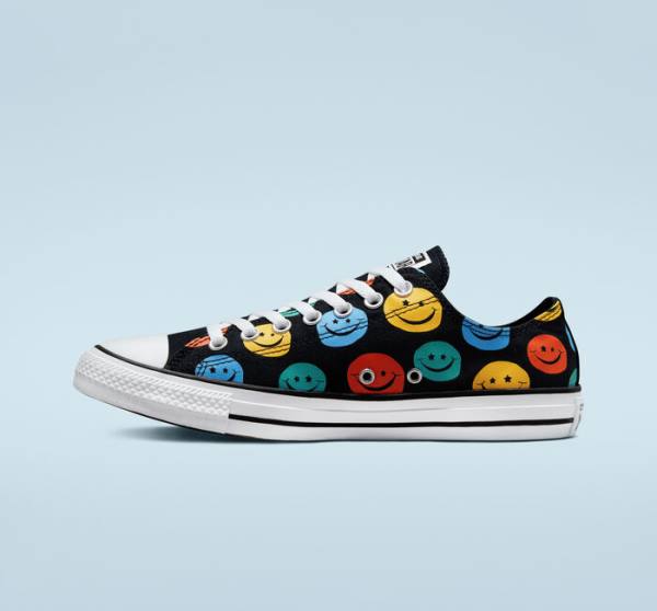 Converse Chuck Taylor All Star Happy Faces Sneakers Low Sort | CV-809ZHJ