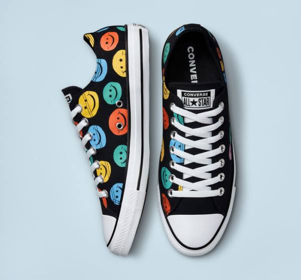 Converse Chuck Taylor All Star Happy Faces Sneakers Low Sort | CV-809ZHJ