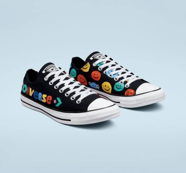 Converse Chuck Taylor All Star Happy Faces Sneakers Low Sort | CV-809ZHJ