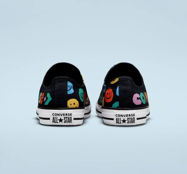 Converse Chuck Taylor All Star Happy Faces Sneakers Low Sort | CV-809ZHJ