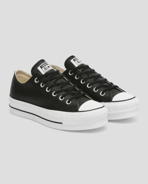 Converse Chuck Taylor All Star Lift Clean Læder Sneakers Low Sort | CV-625TOL