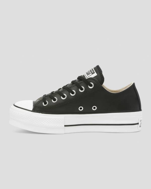 Converse Chuck Taylor All Star Lift Clean Læder Sneakers Low Sort | CV-625TOL