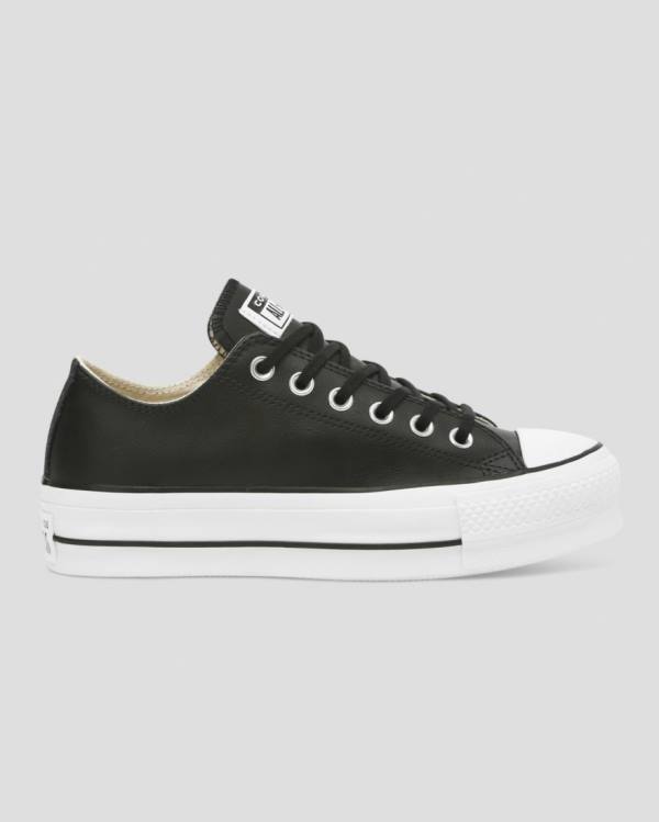 Converse Chuck Taylor All Star Lift Clean Læder Sneakers Low Sort | CV-625TOL