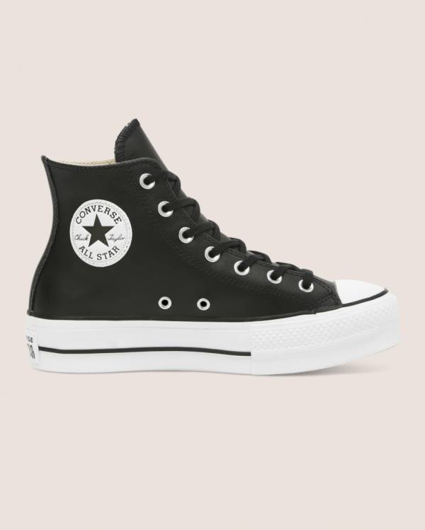 Converse Chuck Taylor All Star Lift Clean Læder Sneakers High Sort | CV-673GBI