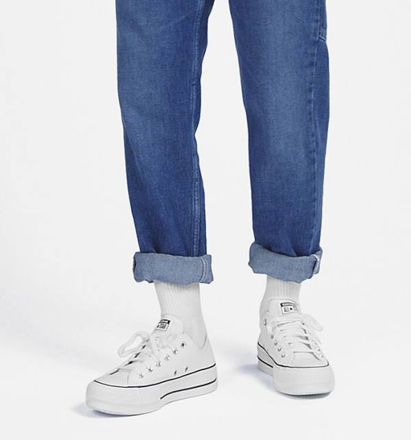 Converse Chuck Taylor All Star Lift Platform Læder Sneakers Low Hvide Sort Hvide | CV-043GYS