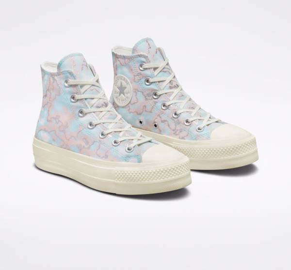 Converse Chuck Taylor All Star Lift Platform Marble Sneakers High Sølv | CV-073IML