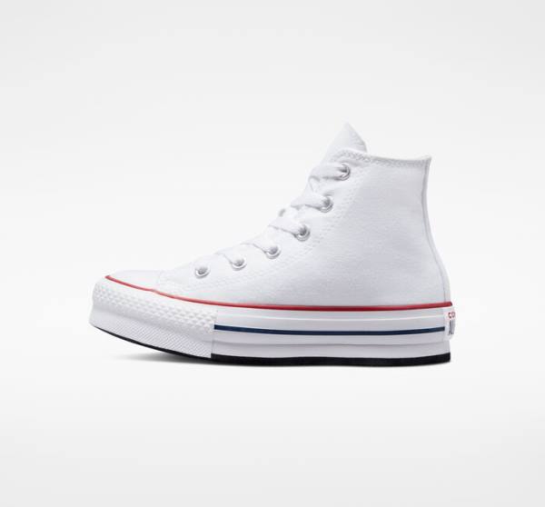 Converse Chuck Taylor All Star Lift Platform Sneakers High Hvide Mørkerød Mørkeblå | CV-104OEV