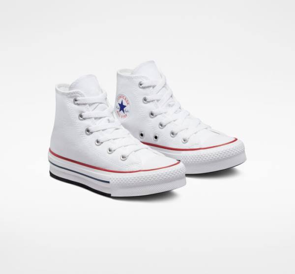 Converse Chuck Taylor All Star Lift Platform Sneakers High Hvide Mørkerød Mørkeblå | CV-104OEV