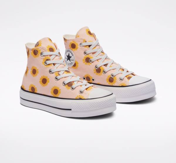 Converse Chuck Taylor All Star Lift Platform Summer Spirit Sneakers High Rød Hvide | CV-178ZLI