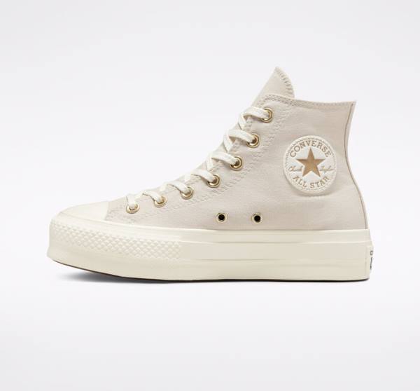 Converse Chuck Taylor All Star Lift Platform Golden Elements Sneakers High Brune Lyseguld | CV-241ARE