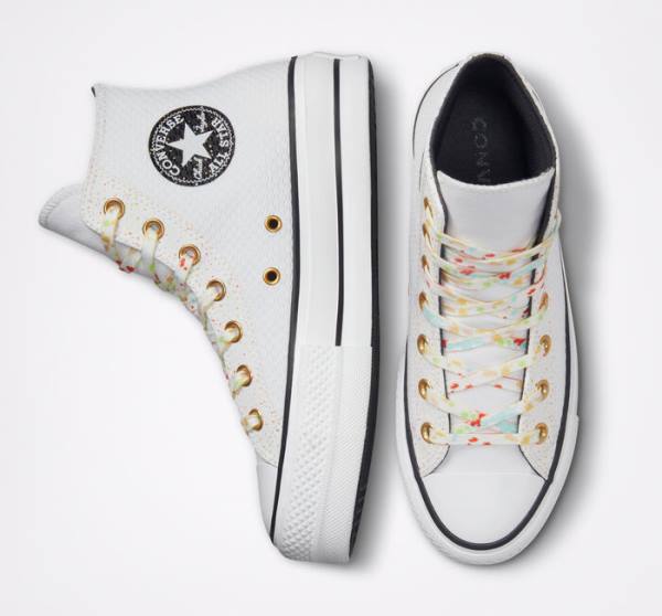 Converse Chuck Taylor All Star Lift Platform Splatter Sneakers High Hvide Hvide | CV-648YWZ