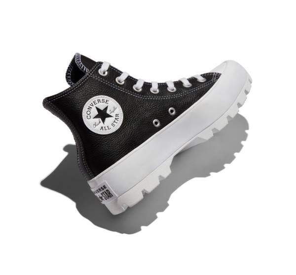 Converse Chuck Taylor All Star Lugged Læder Sneakers High Hvide Sort Hvide | CV-072ZJL