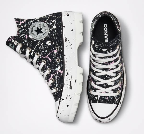 Converse Chuck Taylor All Star Lugged Paint Splatter Sneakers High Sort Grå Lyserød | CV-310DKY