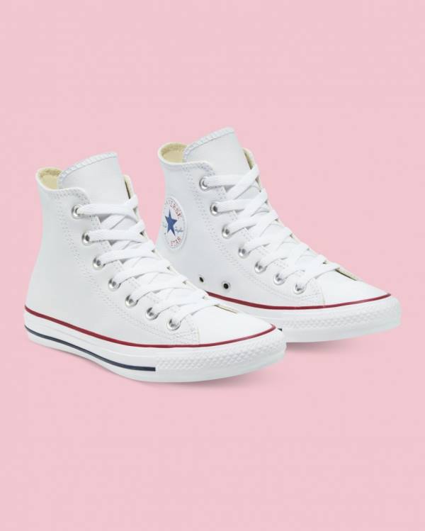 Converse Chuck Taylor All Star Læder Sneakers High Hvide | CV-126FIT