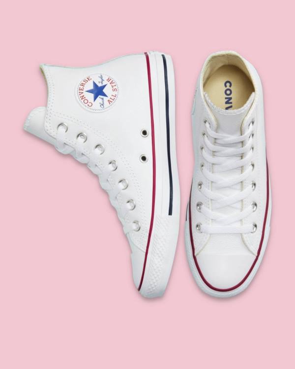 Converse Chuck Taylor All Star Læder Sneakers High Hvide | CV-126FIT