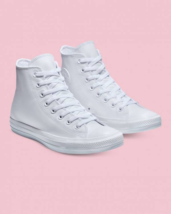 Converse Chuck Taylor All Star Læder Sneakers High Hvide | CV-310MTK