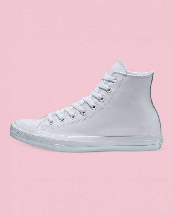 Converse Chuck Taylor All Star Læder Sneakers High Hvide | CV-310MTK