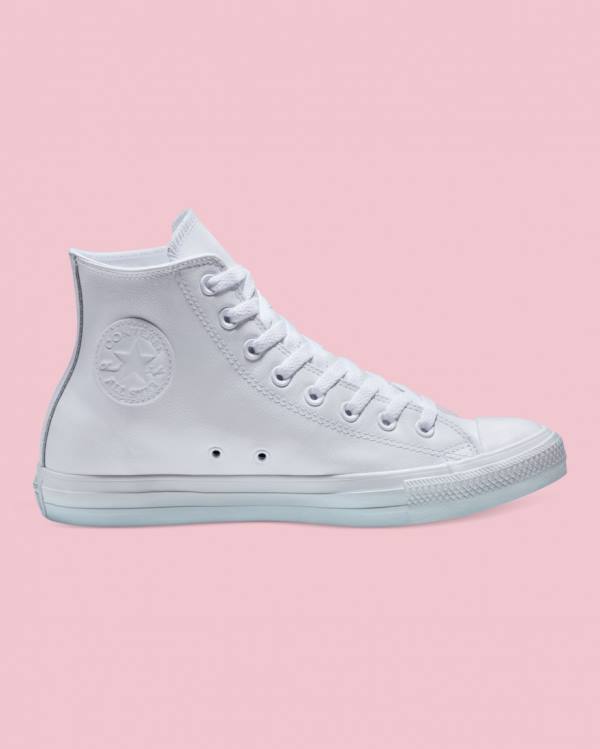 Converse Chuck Taylor All Star Læder Sneakers High Hvide | CV-310MTK