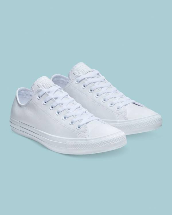 Converse Chuck Taylor All Star Læder Sneakers Low Hvide | CV-693YFV