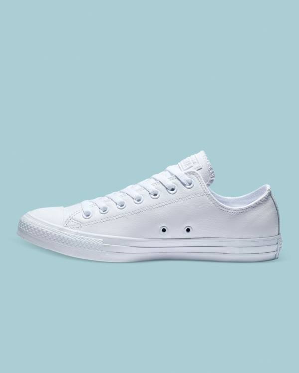 Converse Chuck Taylor All Star Læder Sneakers Low Hvide | CV-693YFV