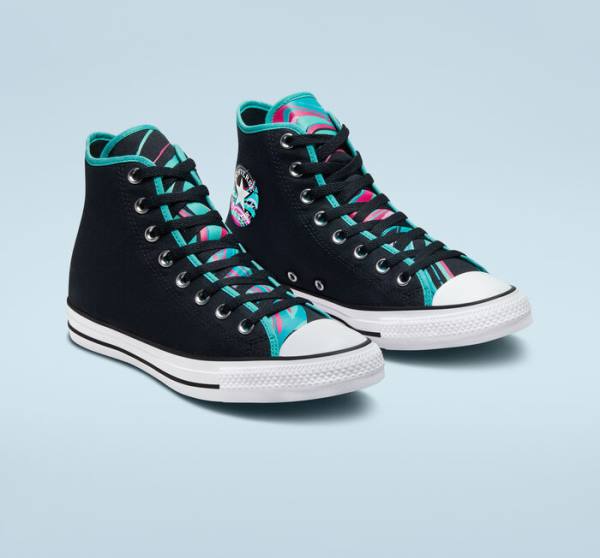 Converse Chuck Taylor All Star Marbled Sneakers High Sort Flerfarvede Hvide | CV-726LYK