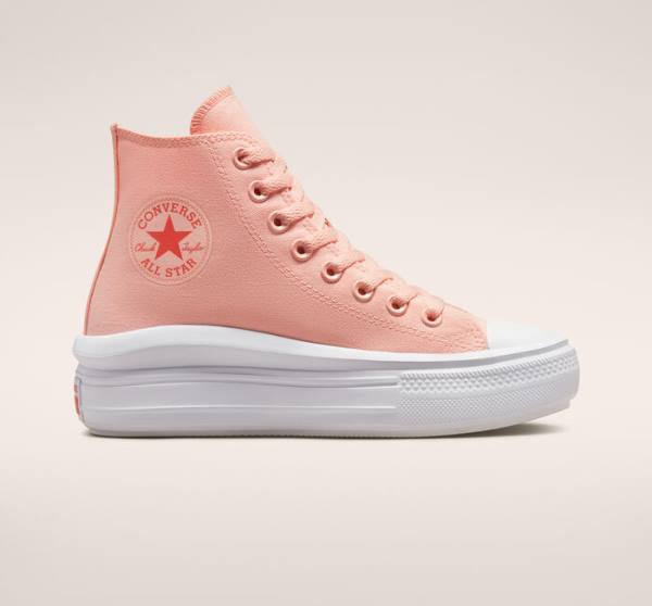 Converse Chuck Taylor All Star Move Platform Canvas Sneakers High Lyserød Hvide Lyserød | CV-419UNE