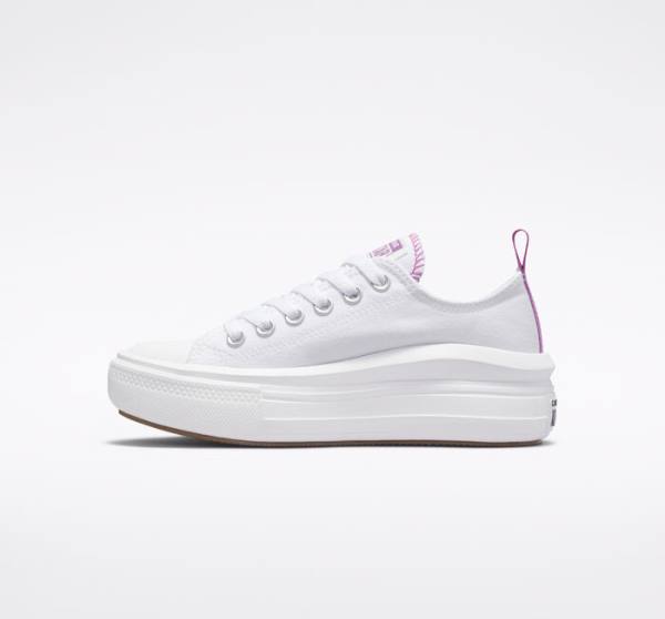 Converse Chuck Taylor All Star Move Platform Sneakers Low Hvide Lilla Hvide | CV-547VRM