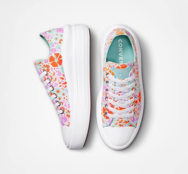 Converse Chuck Taylor All Star Move Platform Paper Floral Sneakers Low Hvide Lyse | CV-821TKI