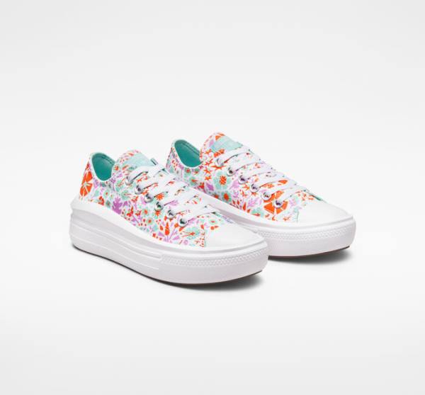 Converse Chuck Taylor All Star Move Platform Paper Floral Sneakers Low Hvide Lyse | CV-821TKI