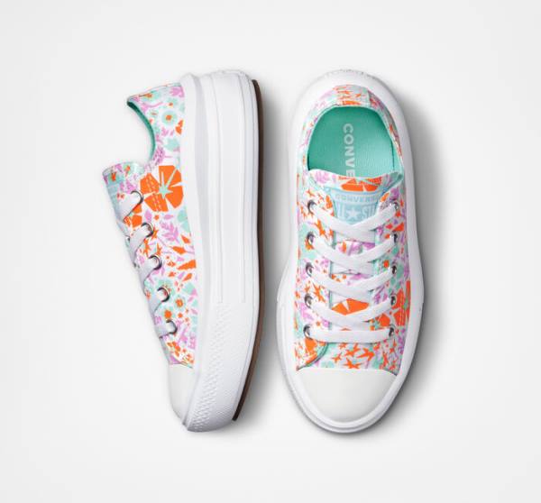 Converse Chuck Taylor All Star Move Platform Paper Floral Sneakers Low Hvide Lyse | CV-923SPN