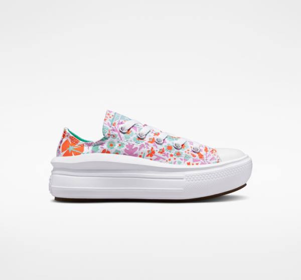 Converse Chuck Taylor All Star Move Platform Paper Floral Sneakers Low Hvide Lyse | CV-923SPN