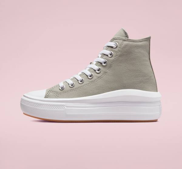 Converse Chuck Taylor All Star Move Platform Seasonal Color Sneakers High Olivengrøn Hvide Hvide | CV-960AZL