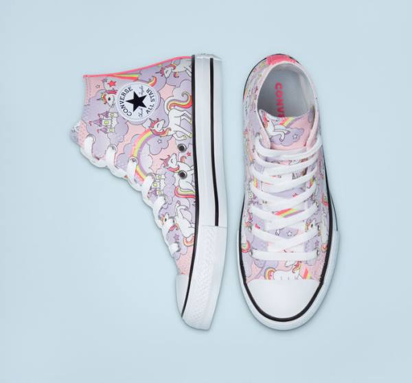 Converse Chuck Taylor All Star Neon Unicorn Sneakers High Lyserød Flerfarvede Hvide | CV-285MKY