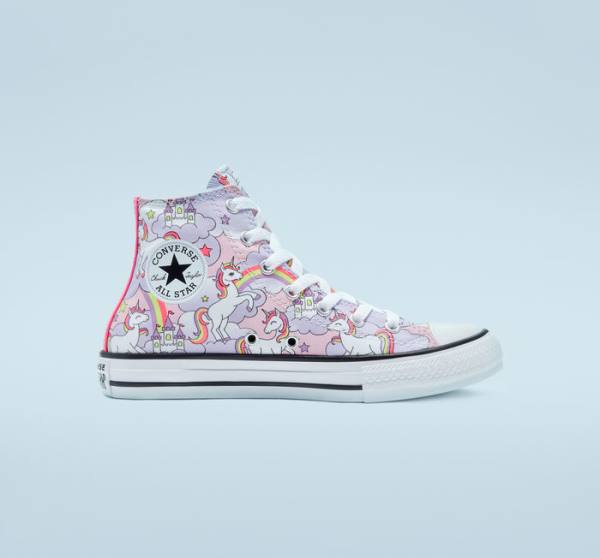 Converse Chuck Taylor All Star Neon Unicorn Sneakers High Lyserød Flerfarvede Hvide | CV-285MKY