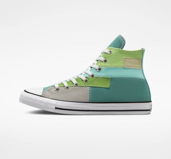 Converse Chuck Taylor All Star Patchwork Sneakers High Lysegrøn Lyse | CV-087ZIU