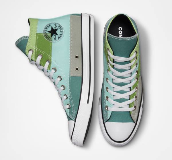 Converse Chuck Taylor All Star Patchwork Sneakers High Lysegrøn Lyse | CV-087ZIU