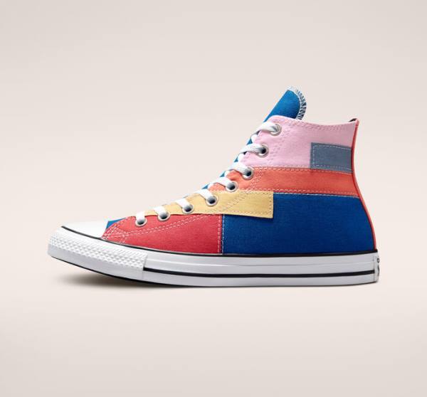 Converse Chuck Taylor All Star Patchwork Sneakers High Blå Lyserød | CV-452YVN