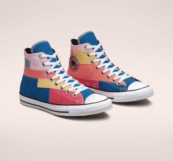 Converse Chuck Taylor All Star Patchwork Sneakers High Blå Lyserød | CV-452YVN