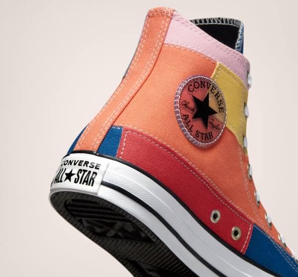 Converse Chuck Taylor All Star Patchwork Sneakers High Blå Lyserød | CV-548BWH