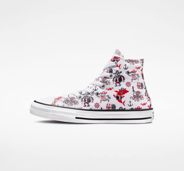 Converse Chuck Taylor All Star Pirates Sneakers High Hvide Rød Sort | CV-784OPB