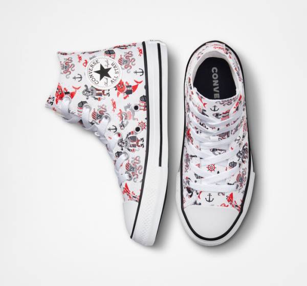 Converse Chuck Taylor All Star Pirates Sneakers High Hvide Rød Sort | CV-784OPB