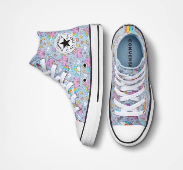 Converse Chuck Taylor All Star Rainbow Castles Sneakers High Blå Lyserød | CV-147OTK