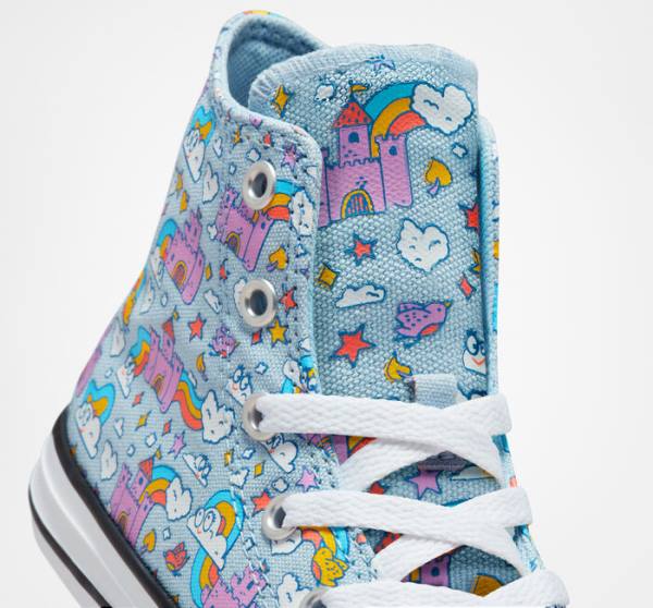 Converse Chuck Taylor All Star Rainbow Castles Sneakers High Blå Lyserød | CV-147OTK