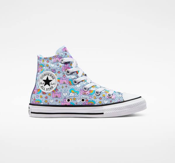 Converse Chuck Taylor All Star Rainbow Castles Sneakers High Blå Lyserød | CV-147OTK