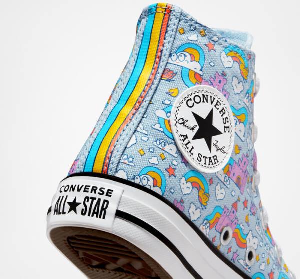 Converse Chuck Taylor All Star Rainbow Castles Sneakers High Blå Lyserød | CV-584IYN