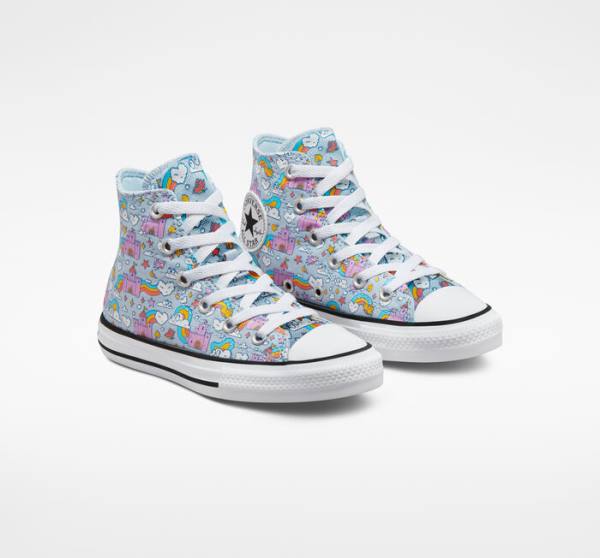 Converse Chuck Taylor All Star Rainbow Castles Sneakers High Blå Lyserød | CV-584IYN