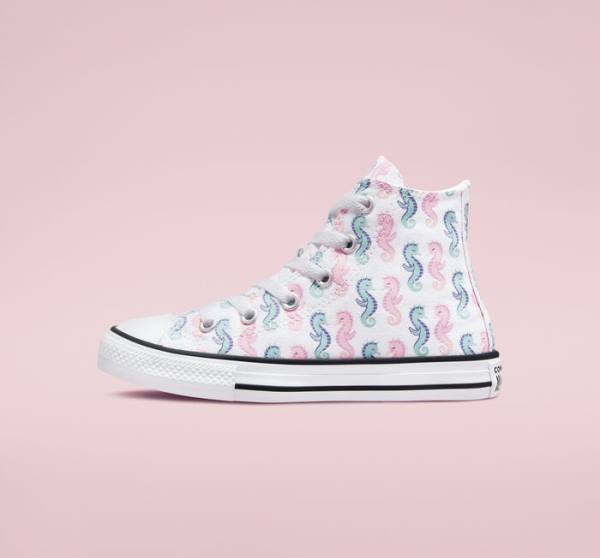 Converse Chuck Taylor All Star Seahorses Sneakers High Hvide Lyserød Lyse | CV-325QYA